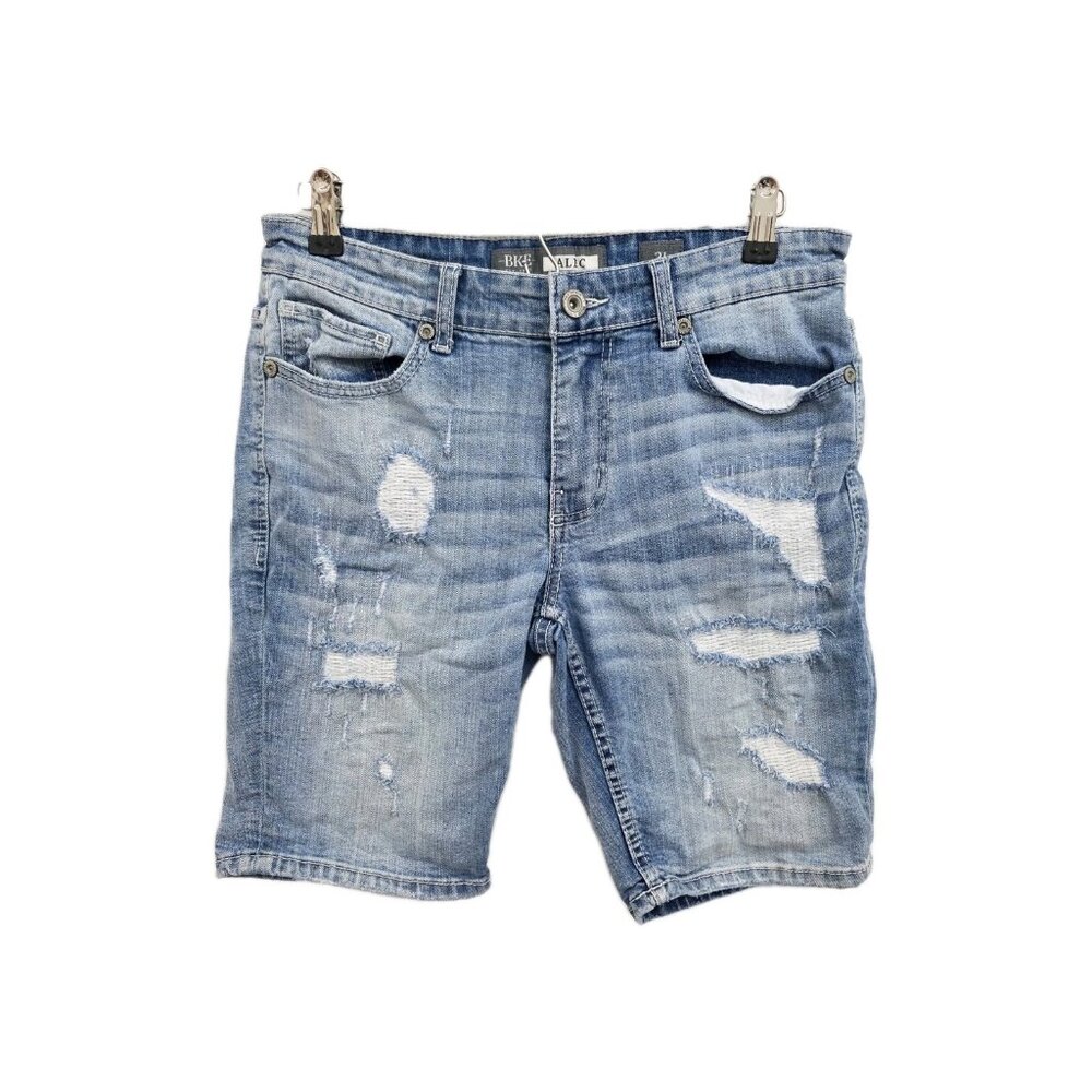 BKE Mens Alec Jean Shorts Size‎ 31 Medium Wash Distressed Stretch Denim Jorts